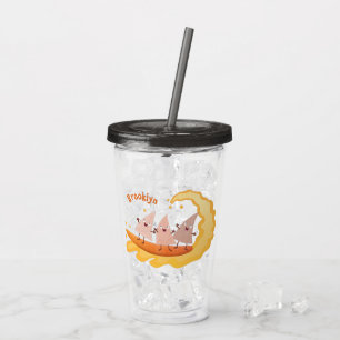 Niedliche nachos-Maischips beim Surfen Cartoon Acryltrinkbecher