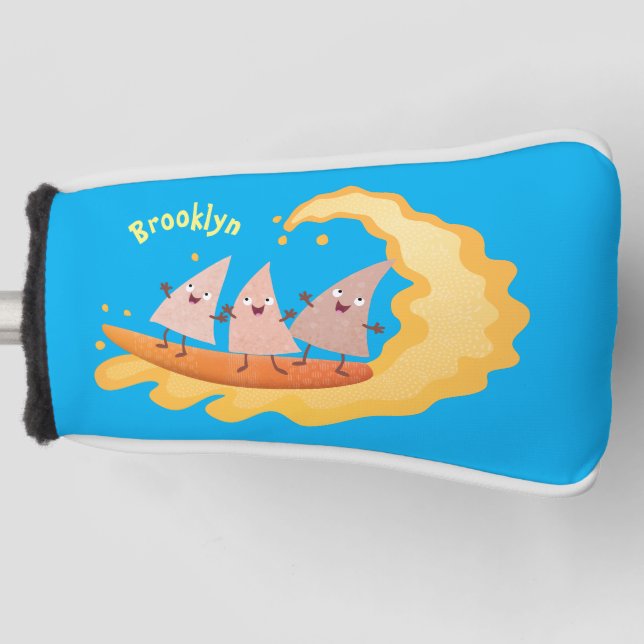 Niedliche nachos-Maischips beim Surfen Cartoon Golf Headcover (Vorderseite)
