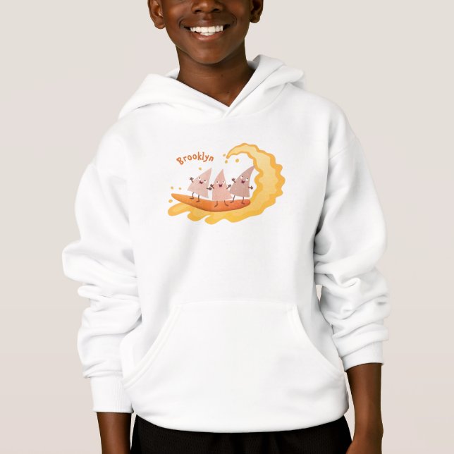 Niedliche nachos-Maischips beim Surfen Cartoon Hoodie (Vorderseite)