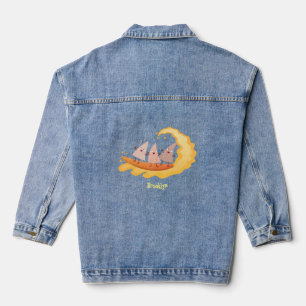 Niedliche nachos-Maischips beim Surfen Cartoon Jeansjacke