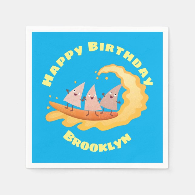 Niedliche nachos-Maischips beim Surfen Serviette (Vorderseite)