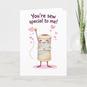 Niedliche Nadel und Thread Kids Valentinstag Feiertagskarte