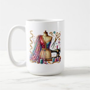 Niedliche Nähliebhaber fügen Monogramm hinzu Kaffeetasse