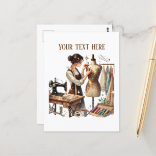 Niedliche Nähliebhaber fügen Text hinzu Postkarte