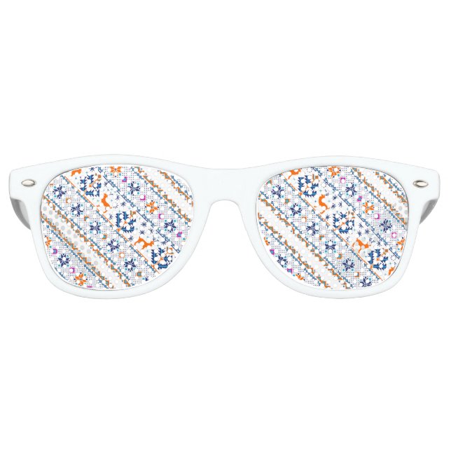 Niedliche, nahtlose Weihnachtsschmuckmuster Partybrille (Vorderseite)