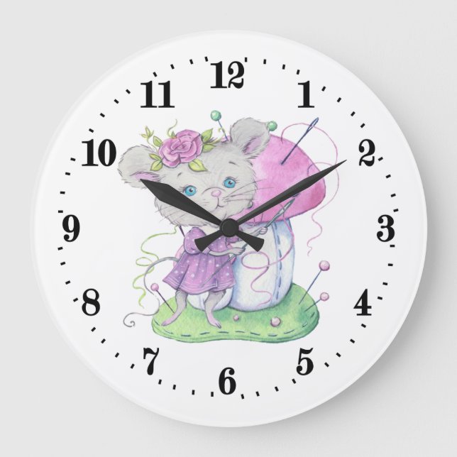 niedliche Nahtmausastatur Große Uhr (Vorderseite)