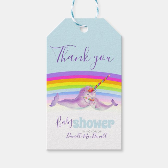 Niedliche Narwal Mutter und Baby Regenbogenbaby Du Geschenkanhänger (Vorderseite)