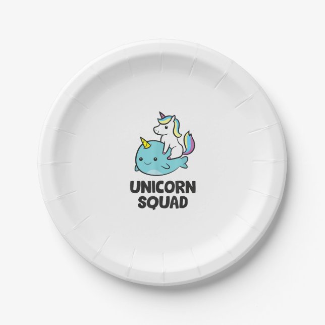 Niedliche Narwhal Unicorn Squad Funny Unicorn und  Pappteller (Vorderseite)