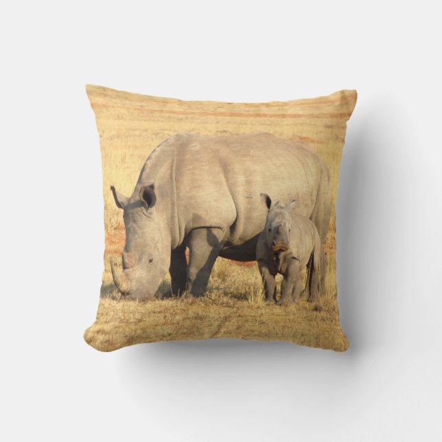 Niedliche Nashörner in Afrika Kissen (Vorderseite)