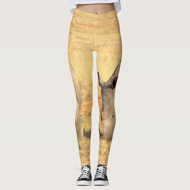 Niedliche Nashörner in Afrika Leggings (Vorderseite)