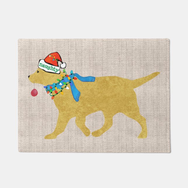 Niedliche Naughty aber Nice Golden Retriever Fußmatte (Vorderseite)
