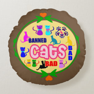 😻 🐾 ↷ Niedliche, naughty Cat Family Fabulous Rou Rundes Kissen