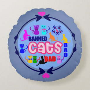 😻 🐾 ❤ Niedliche Naughty Cat Family Soft & Wrinkl Rundes Kissen