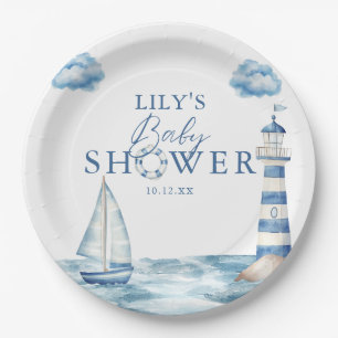 Niedliche Nautical Ocean Baby-Dusche Pappteller