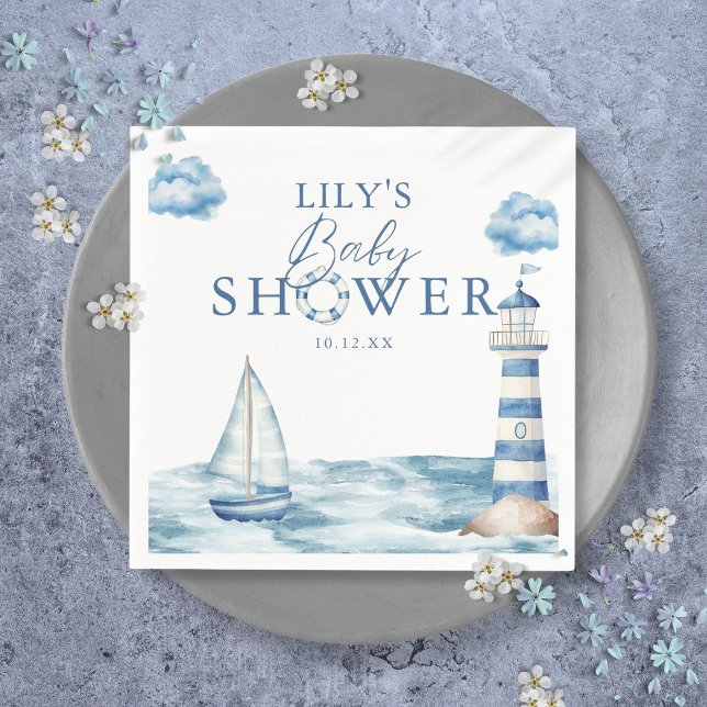 Niedliche Nautical Ocean Baby-Dusche Serviette (Cute Nautical Ocean Baby Shower Napkins)