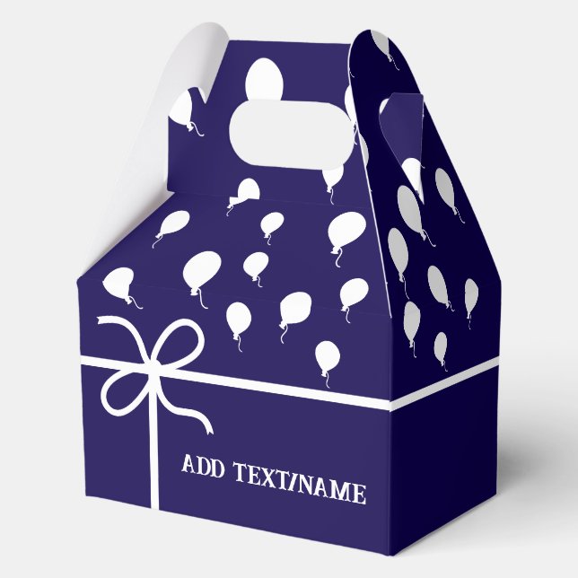 Niedliche Navy Blue Party Balloons und Ribbons Cus Geschenkschachtel (Vorderseite)