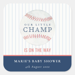 Niedliche Navy Kleine Champ Baseball Baby Dusche N Quadratischer Aufkleber
