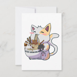 Niedliche Neko Katze mit Ramen Noodles Bowl Anime  RSVP Karte