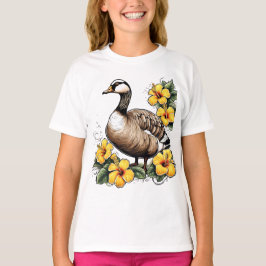 Niedliche Nene Hawaiian Gans mit gelbem Hibiskus T-Shirt