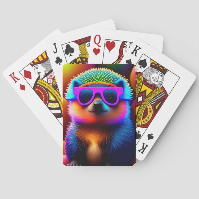 niedliche Neonbrille Igel Tiersonnenbrille lustig Spielkarten (Rückseite)