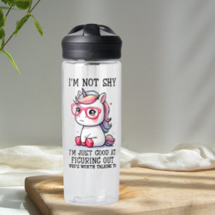 Niedliche Nerdy Unicorn Wasserflasche: schüchtern  Trinkflasche