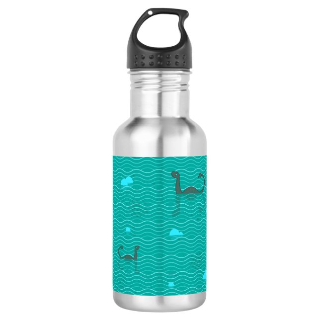 Niedliche Nessige Iceburgs und Fische auf dem blau Edelstahlflasche (Vorderseite)
