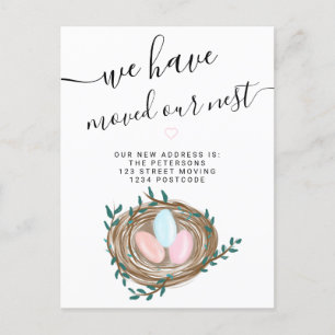 Niedliche Nest-Aquarelleier neue Zuhause Ankündigungspostkarte