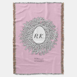 Niedliche Nest- und Eierinitialen und Name Rosa Decke