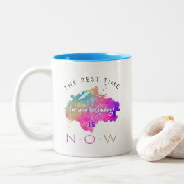 Niedliche neue Anfänge beginnen jetzt Motivierend  Zweifarbige Tasse