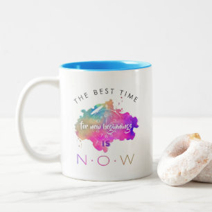 Niedliche neue Anfänge beginnen jetzt Motivierend  Zweifarbige Tasse