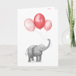 Niedliche neue Babyelefantenkarte (pink) Karte