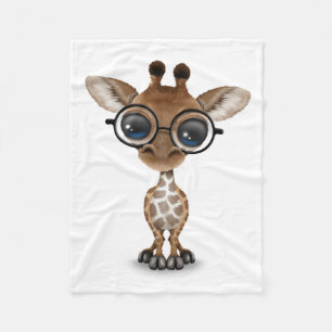 Niedliche neugierige Baby-Giraffen-tragende Gläse Fleecedecke