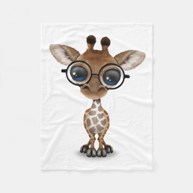 Niedliche neugierige Baby-Giraffen-tragende Gläser Fleecedecke (Vorderseite)