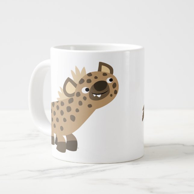 Niedliche Neugierige Cartoon Hyena Jumbo Tasse (Vorderseite Links)