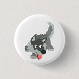 Niedliche Neugierige Cartoon Wolf Button Abzeichen