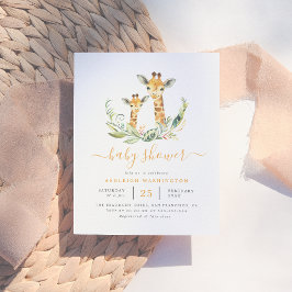 Niedliche neutrale Giraffe Themed Baby Dusche Einladungspostkarte