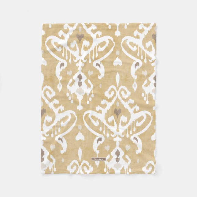 Niedliche, neutrale Goldbeige-Kat-Stammmuster Fleecedecke (Vorderseite)