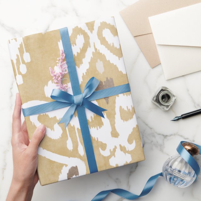Niedliche, neutrale Goldbeige-Kat-Stammmuster Geschenkpapier (Schenken)