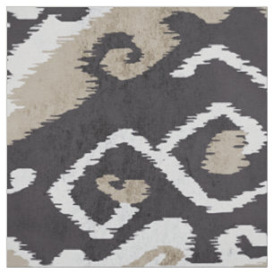 Niedliche neutrale schwarz-beige-Ikat-Stammmuster Stoff