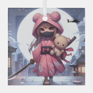 Niedliche Ninja-Kriegerin Ornament Aus Glas