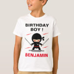 Niedliche Ninja Warrior Birthday Party T-Shirt<br><div class="desc">Niedlicher T - Shirt für eine Ninja Themenparty. Passen Sie es mit dem Namen Ihres Kindes an.</div>
