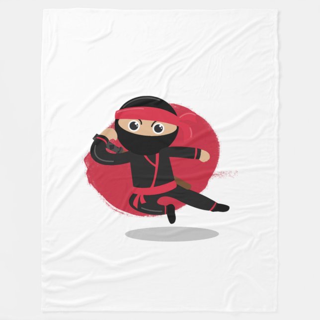 Niedliche Ninja Warrior Black & Red Kids Fleecedecke (Vorderseite)