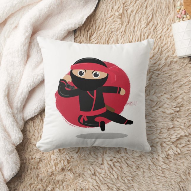 Niedliche Ninja Warrior Black & Red Kids Kissen (Decke)