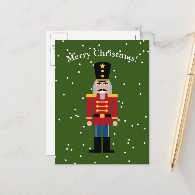 Niedliche Nokcracker-Illustration Weihnachtspostka Feiertagspostkarte (Vorderseite/Rückseite Beispiel)