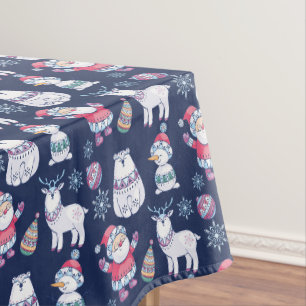 Niedliche nordische Tiere und Santa Pattern Tischdecke