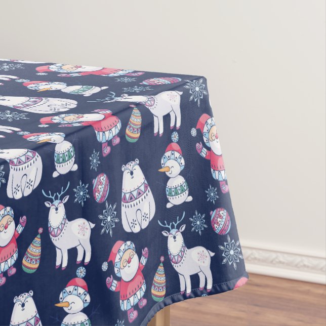 Niedliche nordische Tiere und Santa Pattern Tischdecke (Beispiel)