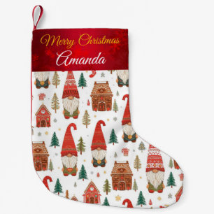 Niedliche nordische Weihnachtsgnomen & Gingerbread Kleiner Weihnachtsstrumpf