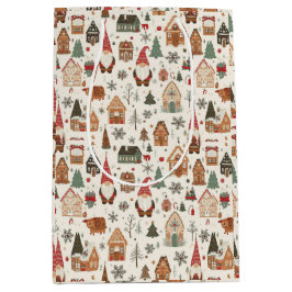 Niedliche nordische Weihnachtsgnomen & Gingerbread Mittlere Geschenktüte