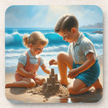 Niedliche Nostalgie-Kinder im Beach 50er Jahre