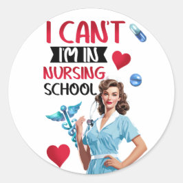 Niedliche Nostalgie-Krankenschwester Pinup in der  Runder Aufkleber
